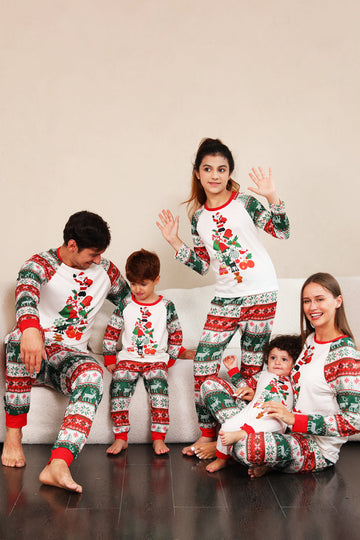 Conjunto de pijamas de árbol de Navidad de la familia rojo verde